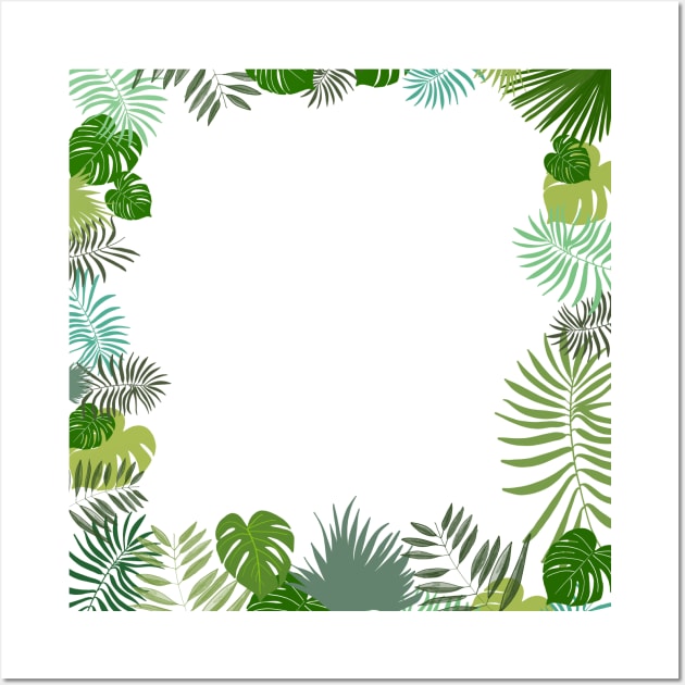 Frame with tropical leaves Wall Art by GULSENGUNEL